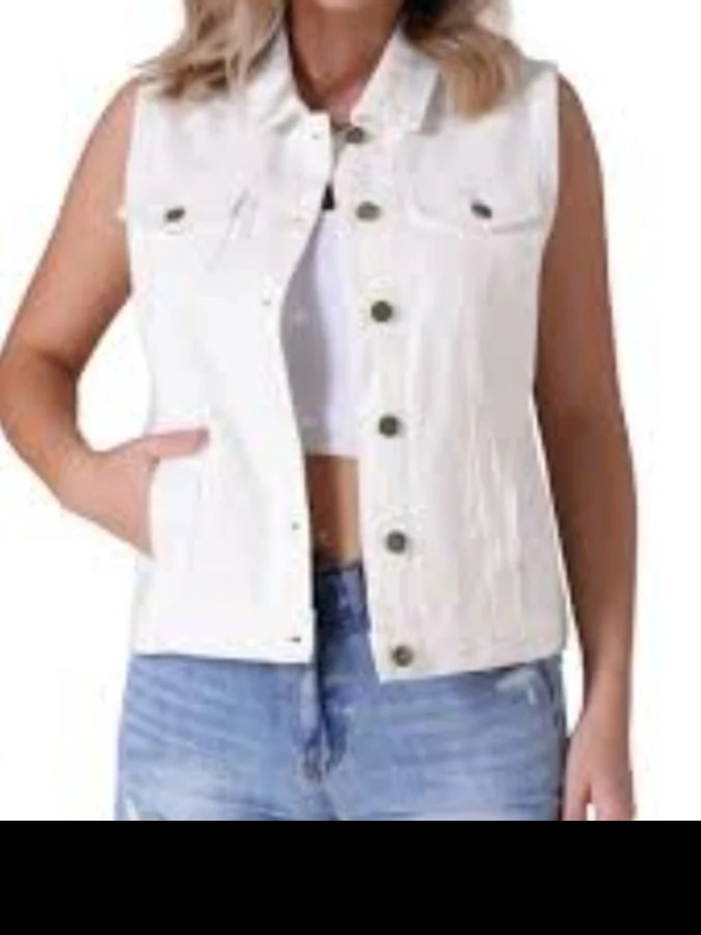 Lucky Brand White Denim Trucker Vest XL